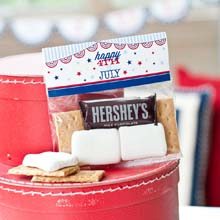 All American 4th of July Printable Folding Bag Topper or S'mores Bag Topper - Instant Download